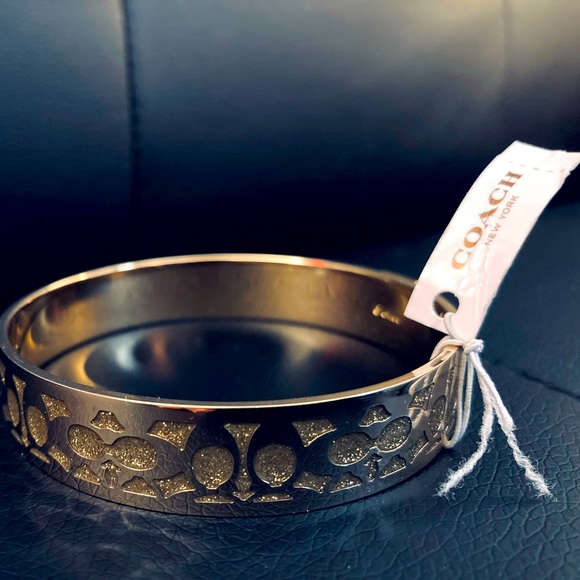 NWT Authentic Coach Gold Goldstone Bangle Bracelet - Picture 10 of 15